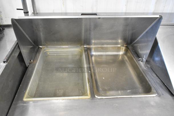 Beverage Air SUB60/240 Stainless Steel Commercial Sandwich Salad Prep Table Bain Marie Mega Top w/ 2 Tier Over Shelf on Commercial Casters. 115 Volts, 1 Phase. Tested and Powers On But Does Not Get Cold - Image 4 of 9