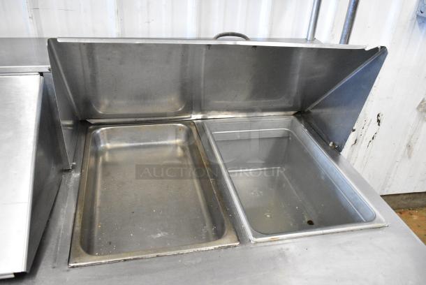 Beverage Air SUB60/240 Stainless Steel Commercial Sandwich Salad Prep Table Bain Marie Mega Top w/ 2 Tier Over Shelf on Commercial Casters. 115 Volts, 1 Phase. Tested and Powers On But Does Not Get Cold - Image 5 of 9
