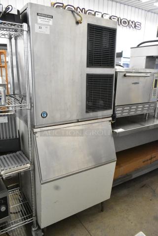 Hoshizaki KM-1100MAJ Stainless Steel Commercial Ice Head on Commercial Ice Bin. 208-230 Volts, 1 Phase.