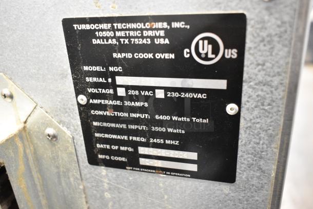Turbochef NGC Stainless Steel Commercial Countertop Electric Powered Rapid Cook Oven. 208-240 Volts, 1 Phase. - Image 6 of 7
