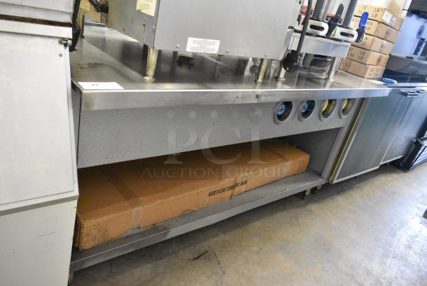 Duke Stainless Steel Commercial Cashier Station Prep Line w/ 4 Built In Cup Dispensers and BRAND NEW Curbside Rack. - Image 1 of 5