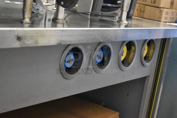 Duke Stainless Steel Commercial Cashier Station Prep Line w/ 4 Built In Cup Dispensers and BRAND NEW Curbside Rack. - Image 2 of 5