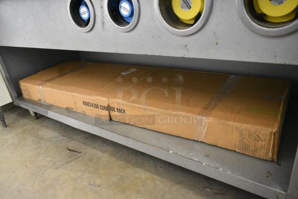 Duke Stainless Steel Commercial Cashier Station Prep Line w/ 4 Built In Cup Dispensers and BRAND NEW Curbside Rack. - Image 4 of 5