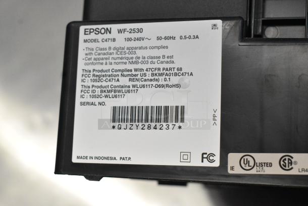 Epson WF-2530 Countertop Printer Scanner Copier Fax Machine. 100-240 Volts, 1 Phase. - Image 6 of 7