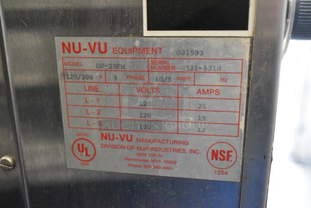 Nu Vu OP-2RFM Stainless Steel Commercial Electric Powered Oven Proofer on Commercial Casters. 120/208 Volts, 3 Phase. - Image 8 of 8