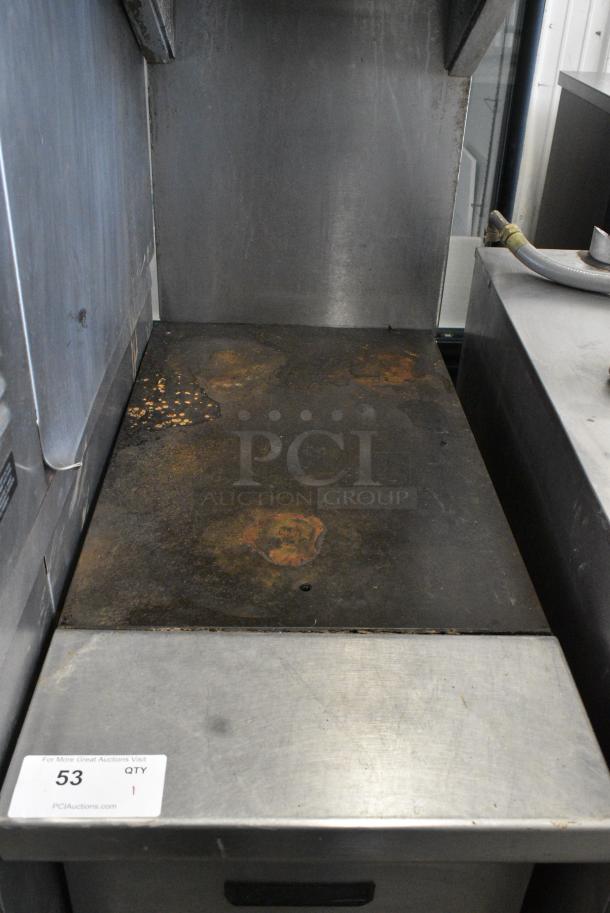 Garland M6S Stainless Steel Commercial Natural Gas Powered Flat Top Griddle w/ 2 Tier Over Shelf on Commercial Casters. - Image 4 of 7