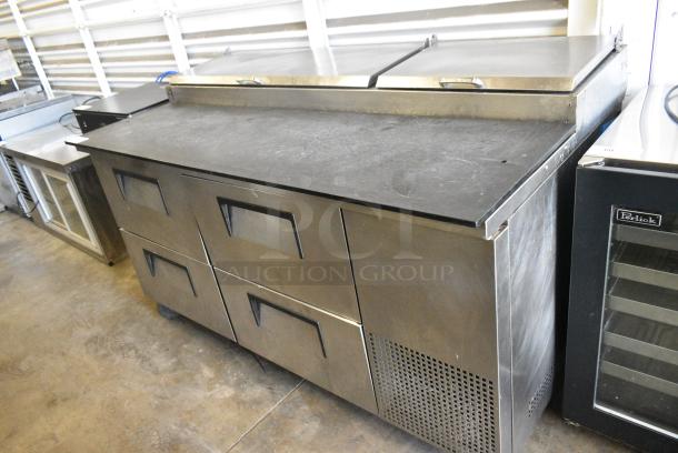 True TPP-67D-4 Stainless Steel Commercial Pizza Prep Table w/ 4 Drawers on Commercial Casters. 115 Volts, 1 Phase. Tested and Working! - Image 2 of 11