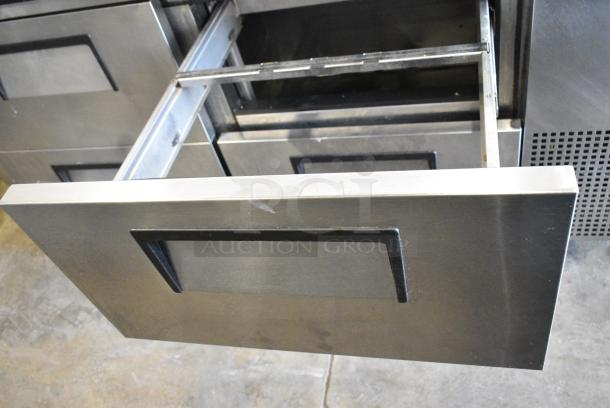 True TPP-67D-4 Stainless Steel Commercial Pizza Prep Table w/ 4 Drawers on Commercial Casters. 115 Volts, 1 Phase. Tested and Working! - Image 8 of 11