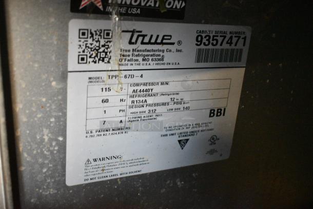 True TPP-67D-4 Stainless Steel Commercial Pizza Prep Table w/ 4 Drawers on Commercial Casters. 115 Volts, 1 Phase. Tested and Working! - Image 11 of 11