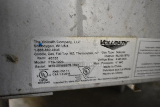 Vollrath Cayenne FTA-1024 Stainless Steel Commercial Countertop Natural Gas Powered Flat Top Griddle. - Image 8 of 10