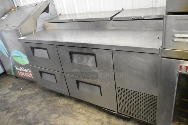 2018 True TPP-67D-4 Stainless Steel Commercial Pizza Prep Table w/ 4 Drawers on Commercial Casters. 115 Volts, 1 Phase. Tested and Powers On But Does Not Get Cold - Image 2 of 10
