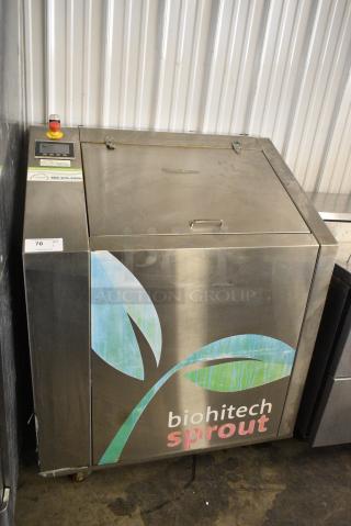 Biohitech Sprout Stainless Steel Commercial Food Waste Biodigester on Commercial Casters. 115 Volts, 1 Phase. Tested and Powers On But Parts Do Not Move