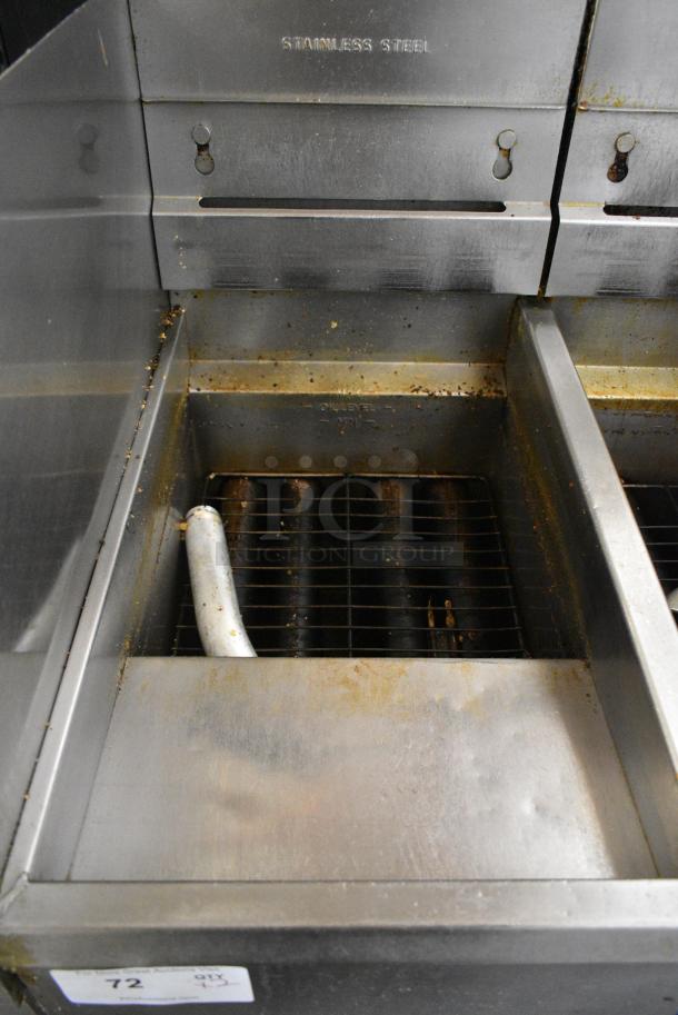 2 Pitco Frialator Stainless Steel Commercial Floor Style Natural Gas Powered Deep Fat Fryer w/ 2 Side Splash Guard and 1 Adapter on Commercial Casters. 2 Times Your Bid! - Image 4 of 10