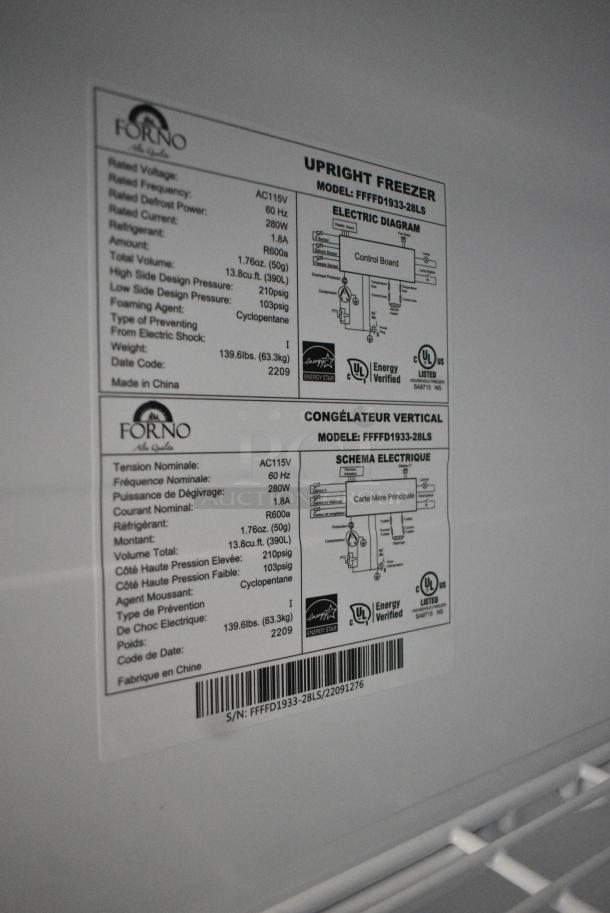 BRAND NEW SCRATCH AND DENT! Forno FFFFD1933-28LS Stainless Steel Commercial Single Door Reach In Freezer. 115 Volts, 1 Phase. Tested and Working! - Image 6 of 6