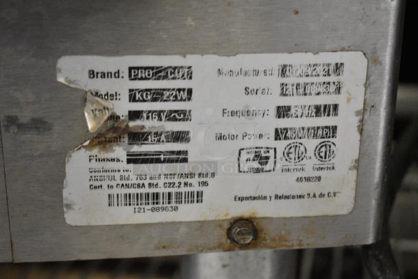 Pro-Cut KG-22W Stainless Steel Commercial Countertop Meat Grinder Hub. 115 Volts, 1 Phase. Tested and Working! - Image 7 of 7