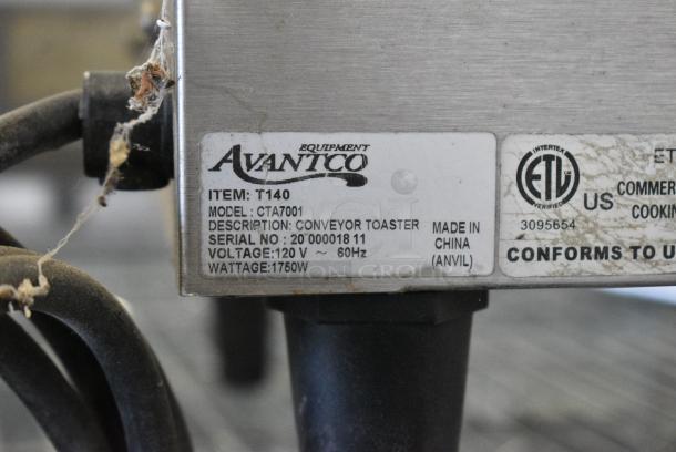 Avantco CTA7001 Stainless Steel Commercial Countertop Electric Conveyor Toaster Oven. 120 Volts, 1 Phase. Tested and Working! - Image 7 of 7