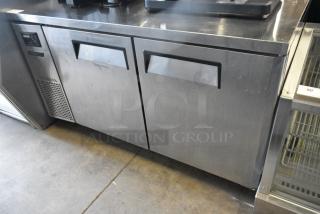 Turbo Air JUR-60 Stainless Steel Commercial Undercounter 2 Door Cooler on Commercial Casters. 115 Volts, 1 Phase. Tested and Powers on But Does Not Get Cold