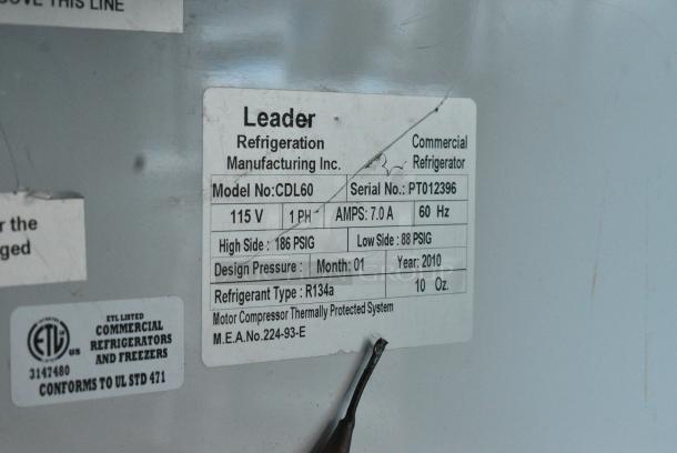 Leader CDL60 Metal Commercial Floor Style Deli Display Case Merchandiser. 115 Volts, 1 Phase. Tested and Working! - Image 4 of 4