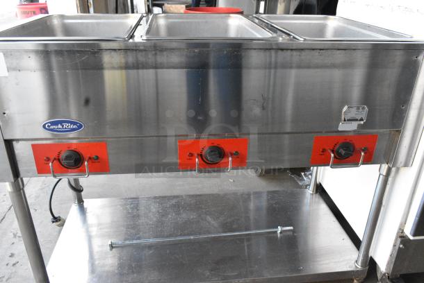 CookRite CSTEA-3 Stainless Steel Commercial 3 Bay Steam Table w/ Under Shelf. 120 Volts, 1 Phase. Tested and Working! - Image 3 of 9