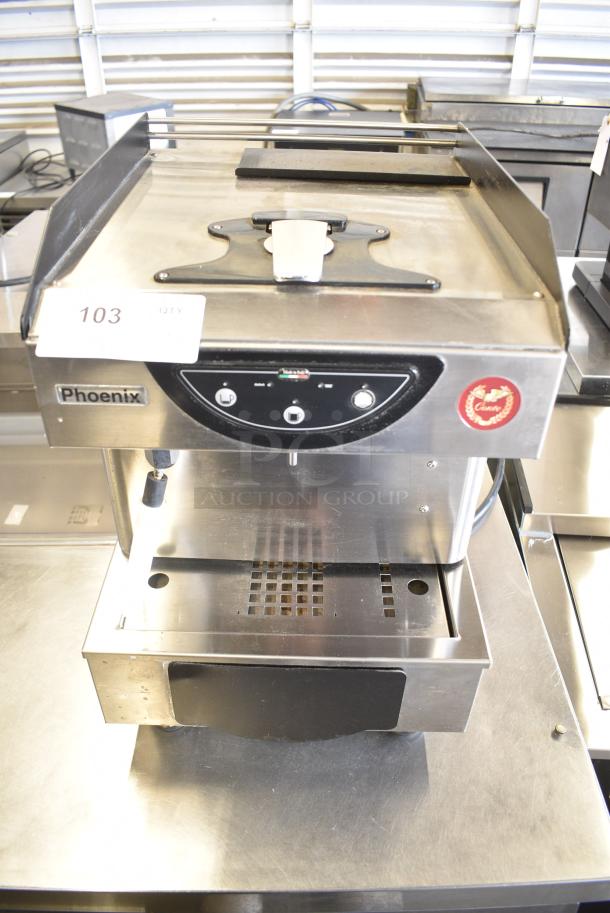 Phoenix TVSI01 Stainless Steel Commercial Countertop Single Burner Espresso Machine w/ Steam Wand. 120 Volts, 1 Phase. - Image 1 of 6