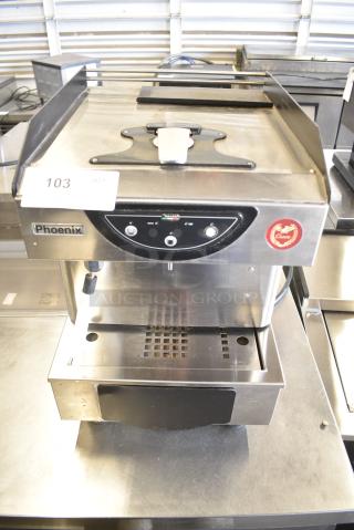 Phoenix TVSI01 Stainless Steel Commercial Countertop Single Burner Espresso Machine w/ Steam Wand. 120 Volts, 1 Phase.