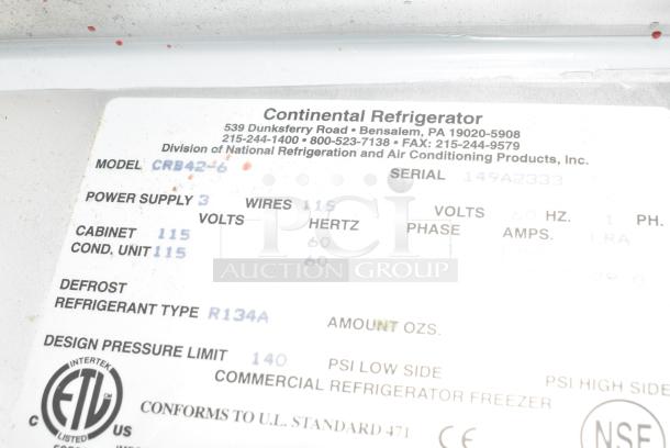 Continental CRB42-6 Stainless Steel Commercial Prep Table on Commercial Casters. 115 Volts, 1 Phase. Tested and Working! - Image 5 of 6
