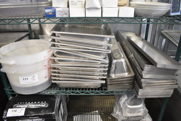 ALL ONE MONEY! Tier Lot of Various Items Including Stainless Steel Drop In Bins and Poly Bins - Image 1 of 4