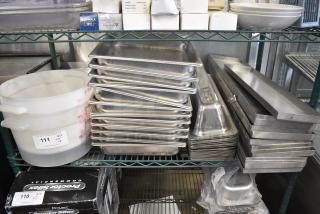 ALL ONE MONEY! Tier Lot of Various Items Including Stainless Steel Drop In Bins and Poly Bins