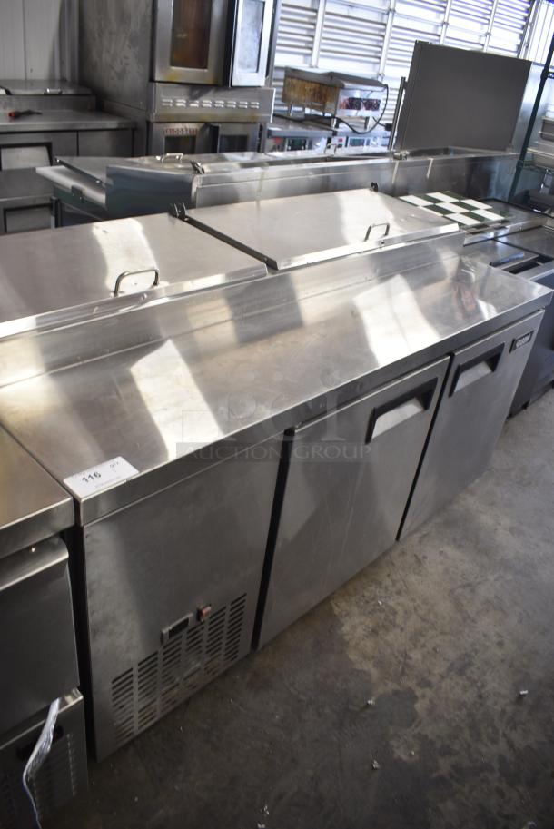 Bison BPT-67 Stainless Steel Commercial Pizza Prep Table on Commercial Casters. 115 Volts, 1 Phase. Tested and Working! - Image 2 of 9