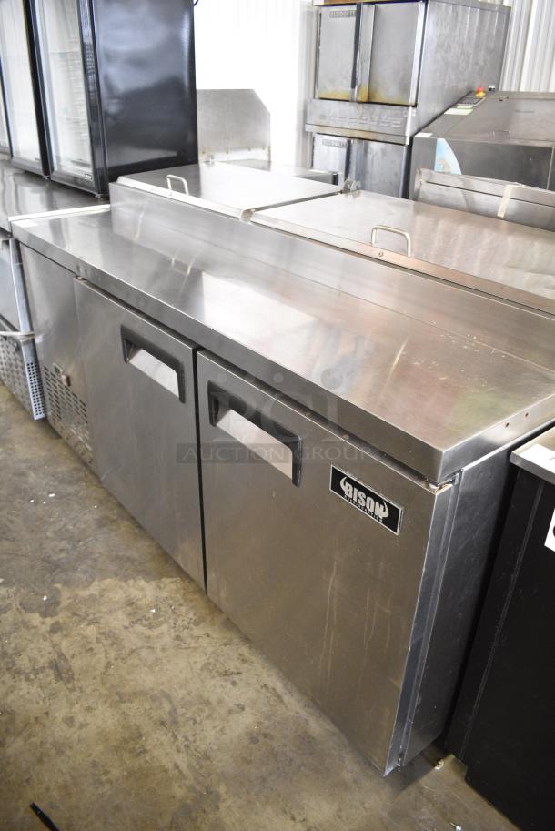 Bison BPT-67 Stainless Steel Commercial Pizza Prep Table on Commercial Casters. 115 Volts, 1 Phase. Tested and Working! - Image 3 of 9