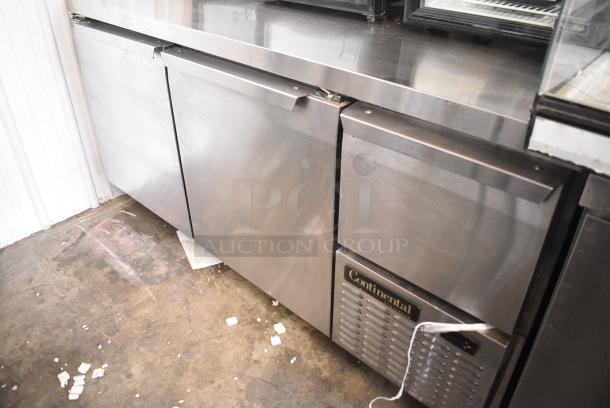 2017 Continental CRA68 Stainless Steel Commercial 3 Door Undercounter Cooler. 115 Volts, 1 Phase. Tested and Powers On But Does Not Get Cold - Image 2 of 8