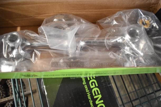 2 BRAND NEW SCRATCH AND DENT! Regency 600FW84G Wall Mount Faucet with 3 1/2" Swivel Gooseneck Spout and 8" Centers. 2 Times Your Bid! - Image 3 of 4