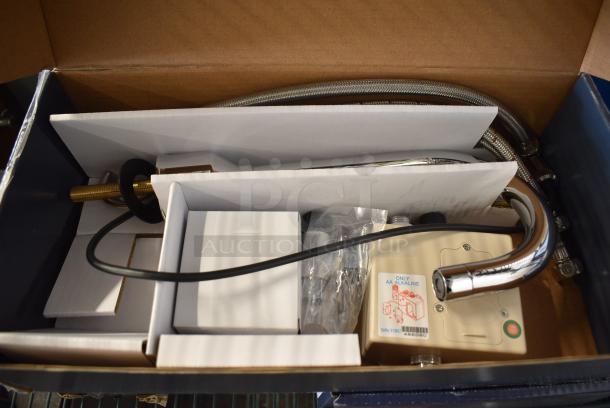3 BRAND NEW SCRATCH AND DENT! Waterloo 750EFDMGLF Deck-Mount Hands-Free Sensor Faucet with 4 3/8" Gooseneck Spout and 0.5 GPM. 3 Times Your Bid! - Image 1 of 6