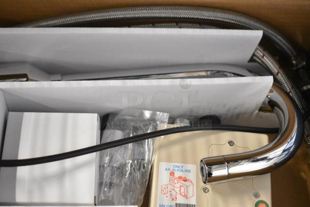 3 BRAND NEW SCRATCH AND DENT! Waterloo 750EFDMGLF Deck-Mount Hands-Free Sensor Faucet with 4 3/8" Gooseneck Spout and 0.5 GPM. 3 Times Your Bid! - Image 3 of 6