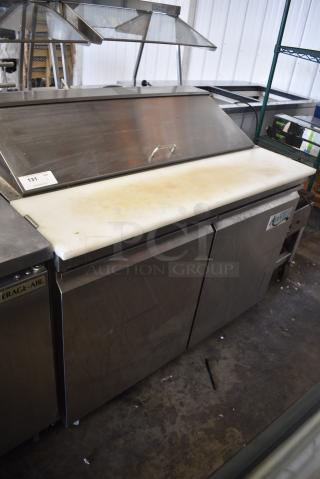 Avantco 178SSPT48HC Stainless Steel Commercial Sandwich Salad Prep Table Bain Marie Mega Top on Commercial Casters. 115 Volts, 1 Phase. Tested and Powers On But Does Not Get Cold