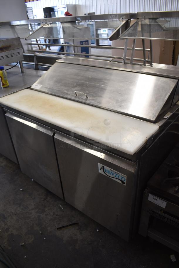 Avantco 178SSPT48HC Stainless Steel Commercial Sandwich Salad Prep Table Bain Marie Mega Top on Commercial Casters. 115 Volts, 1 Phase. Tested and Powers On But Does Not Get Cold - Image 2 of 8