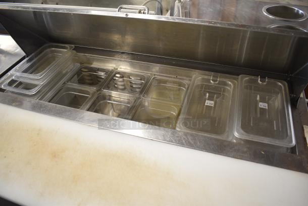 Avantco 178SSPT48HC Stainless Steel Commercial Sandwich Salad Prep Table Bain Marie Mega Top on Commercial Casters. 115 Volts, 1 Phase. Tested and Powers On But Does Not Get Cold - Image 3 of 8
