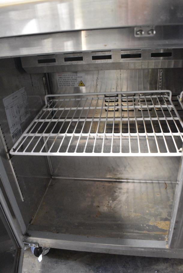 Avantco 178SSPT48HC Stainless Steel Commercial Sandwich Salad Prep Table Bain Marie Mega Top on Commercial Casters. 115 Volts, 1 Phase. Tested and Powers On But Does Not Get Cold - Image 4 of 8