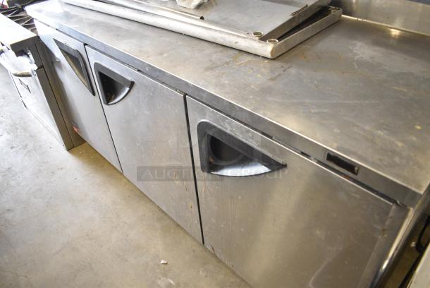 Turbo Air TWR-72SD-N Stainless Steel Commercial Prep Table w/ 2 Tier Over Shelf on Commercial Casters. 115 Volts, 1 Phase. Tested and Working! - Image 4 of 9
