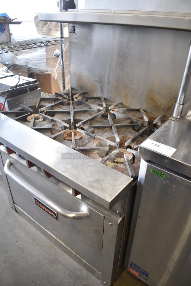 Sierra SR-6-36 Stainless Steel Commercial Natural Gas Powered 6 Burner Range w/ Oven, Back Splash and Over Shelf. - Image 4 of 12