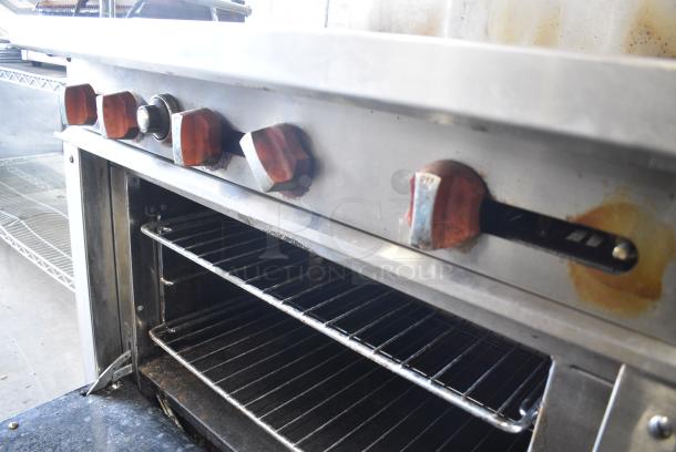 Sierra SR-6-36 Stainless Steel Commercial Natural Gas Powered 6 Burner Range w/ Oven, Back Splash and Over Shelf. - Image 6 of 12