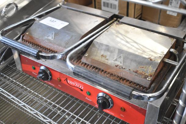 2017 Avantco 177P84 Stainless Steel Commercial Countertop Double Panini Press. 120 Volts, 1 Phase. Tested and Working! - Image 3 of 6