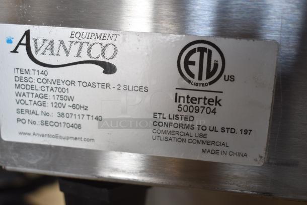 Avantco CTA7001 Stainless Steel Commercial Countertop Conveyor Toaster Oven. 120 Volts, 1 Phase. Tested and Working! - Image 6 of 7