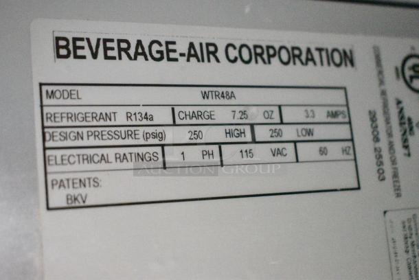 Beverage Air WTR48A Stainless Steel Commercial 2 Door Undercounter Cooler on Commercial Casters. 115 Volts, 1 Phase. Tested and Powers On But Does Not Get Cold - Image 7 of 8