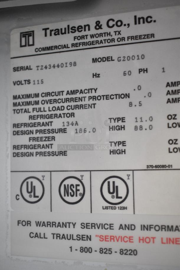 Traulsen G20010 Stainless Steel Commercial 2 Door Reach In Cooler w/ Poly Coated Racks. 115 Volts, 1 Phase. Tested and Working! - Image 9 of 10