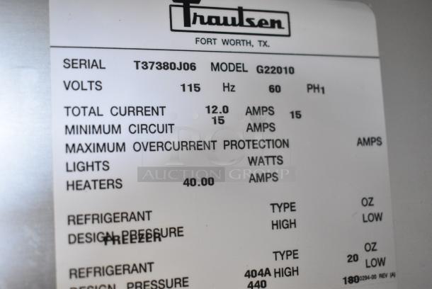 Traulsen G22010 Stainless Steel Commercial 2 Door Reach In Freezer w/ Poly Coated Racks on Commercial Casters. 115 Volts, 1 Phase. Tested and Working! - Image 6 of 8
