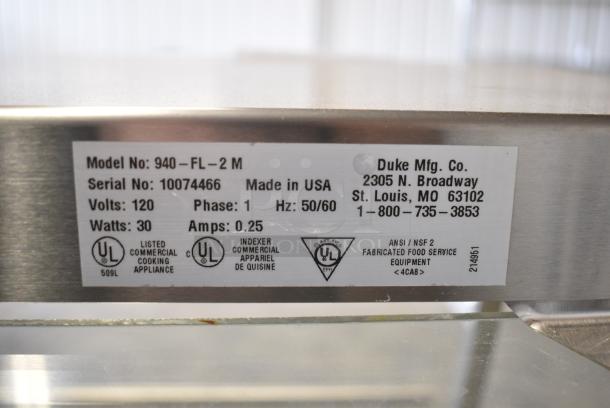 Duke 940-FL-2 M Stainless Steel Commercial Buffet Station w/ Sneeze Guard on Commercial Casters. 115 Volts, 1 Phase. Cannot Test - Unit Trips the Breaker - Image 8 of 9