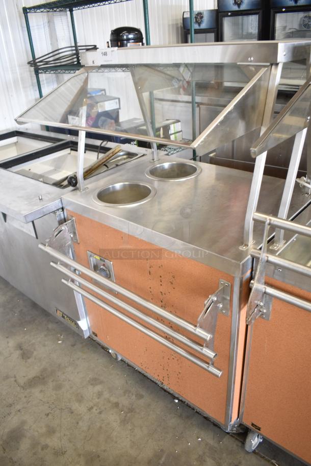 Duke 936-FL-2 M Stainless Steel Commercial 2 Well Steam Table Buffet Station w/ Sneeze Guard on Commercial Casters. 115 Volts, 1 Phase. Tested and Working! - Image 3 of 6