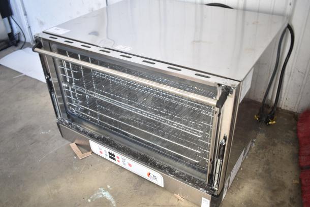 BRAND NEW SCRATCH AND DENT! Cooking Performance Group CPG COF-D4-M Electric Digital Countertop 4 Tray Full Size Convection Oven with Moisture Injection. 208/240 Volts, 1 Phase. See Pictures for Broken Outer Glass Pane. - Image 3 of 7