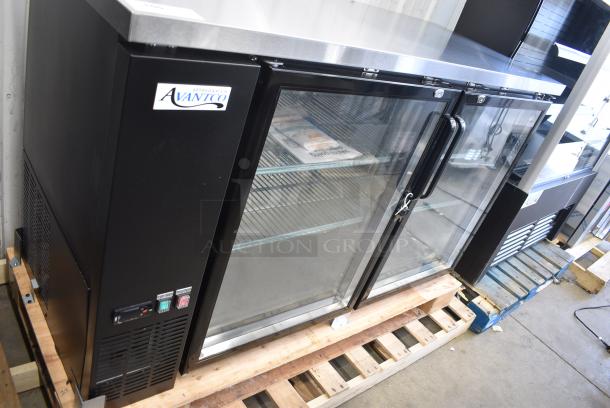 BRAND NEW SCRATCH AND DENT! 2024 Avantco 178UBB60GHC 60" Black Counter Height Narrow Glass Door Back Bar Refrigerator with LED Lighting. 115 Volts, 1 Phase. Tested and Working! - Image 2 of 8